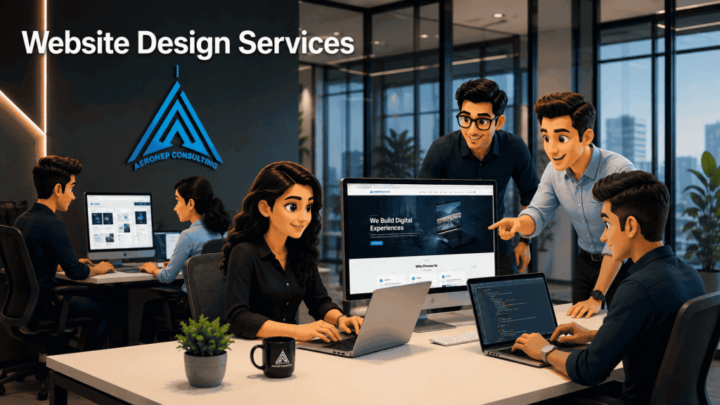 Web designers collaborating on website layout and UI design on laptops